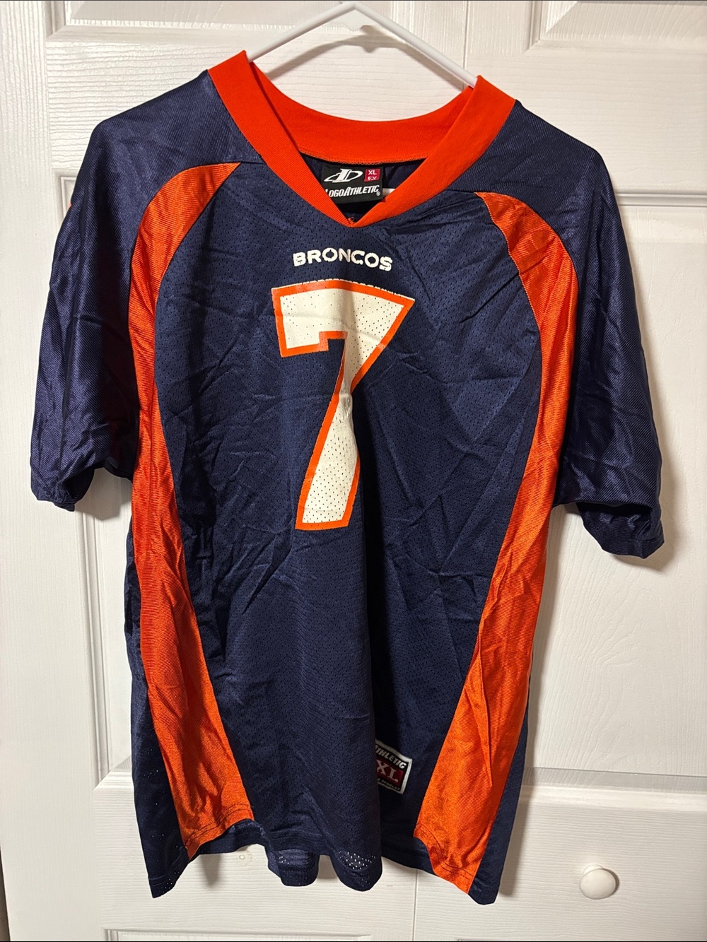 Logo Athletic Broncos #7 Navy and Orange Kids Jersey
